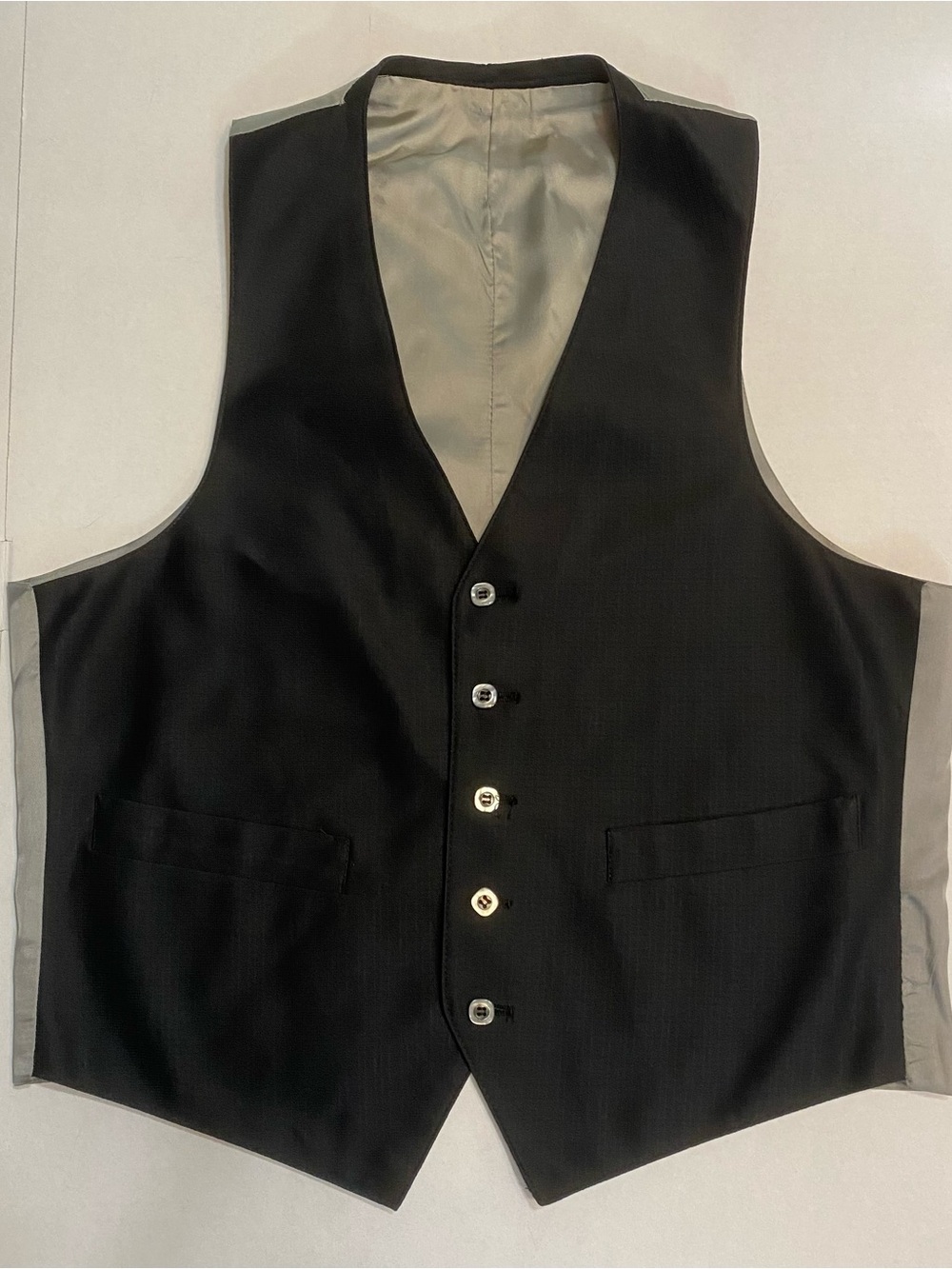 Men's Classic Charcoal Gray Vest - Tailored Formal Waistcoat, size M